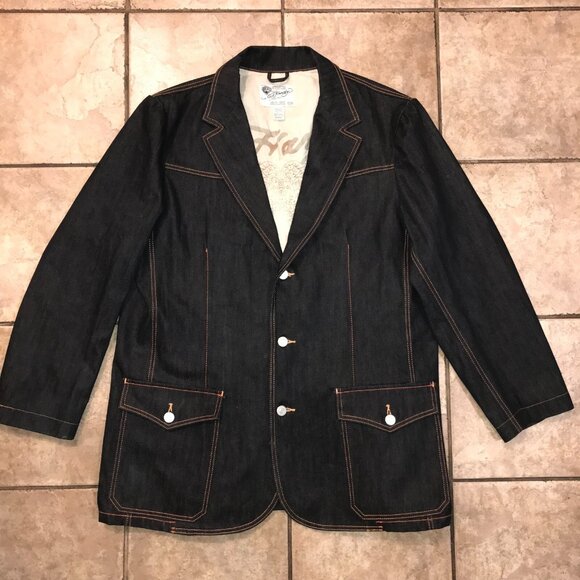 Men's Ed Hardy by Christian Audigier Denim Blazer Jacket-Size 4XL - Picture 5 of 12